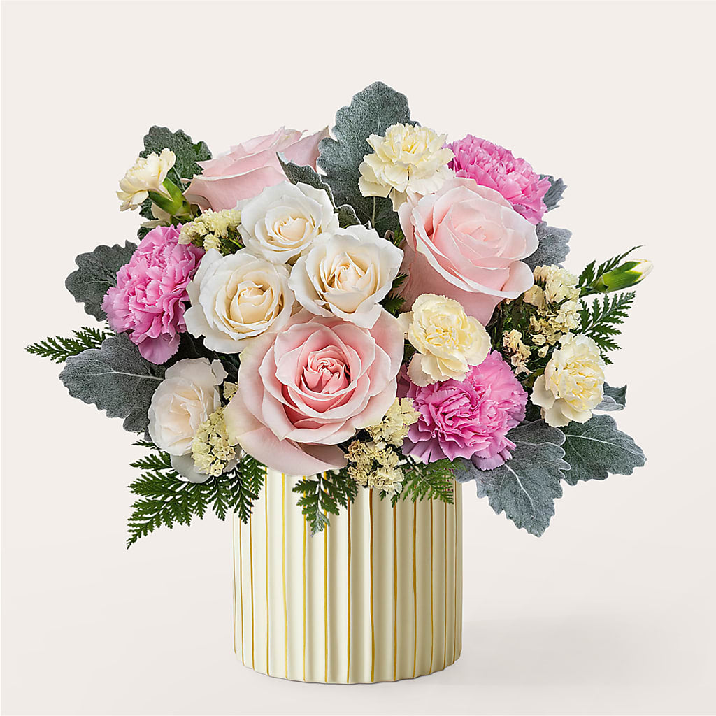 Blissful Moments Bouquet with Ivory Vase – LAKELINE FLORIST & GIFTS, Austin TX