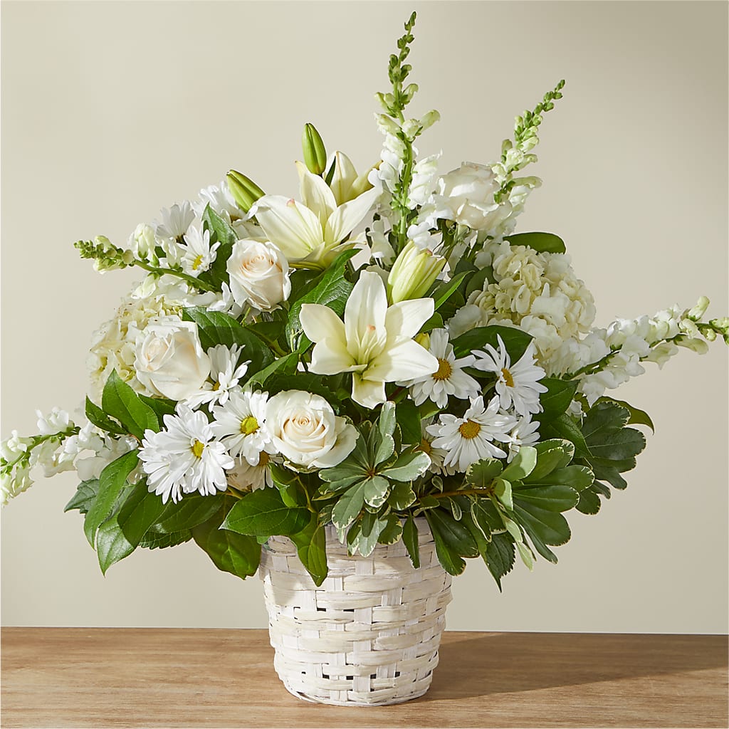 Ivory Elegance Floral Basket – LAKELINE FLORIST & GIFTS, Austin TX