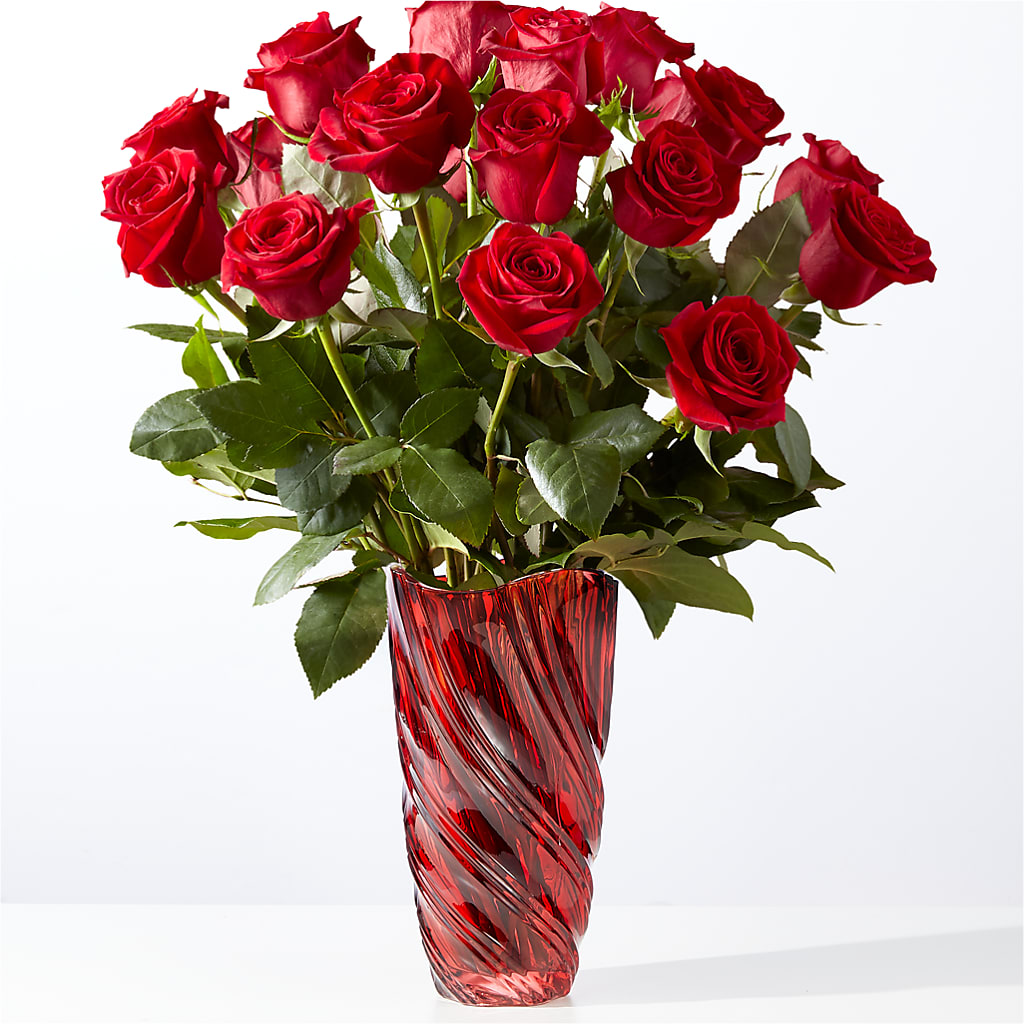 Classic Love Red Rose Bouquet with Luxe Swirl Vase – LAKELINE FLORIST & GIFTS, Austin TX