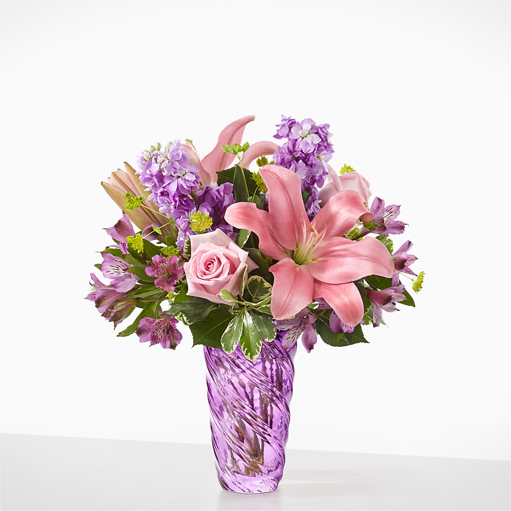 Precious Petals Bouquet with Luxe Swirl Vase – LAKELINE FLORIST & GIFTS, Austin TX