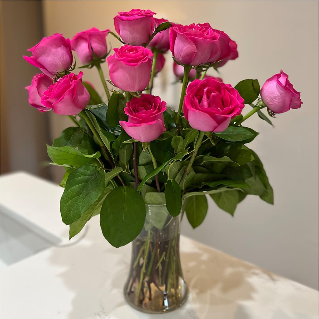 Long Stem Pink Rose Bouquet – LAKELINE FLORIST & GIFTS, Austin TX