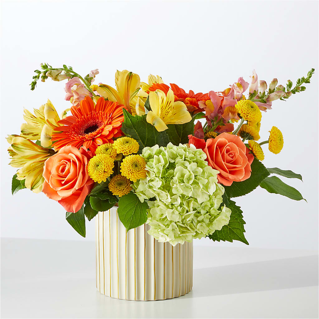 Autumn Sunshine Bouquet with Ivory Vase – LAKELINE FLORIST & GIFTS, Austin TX