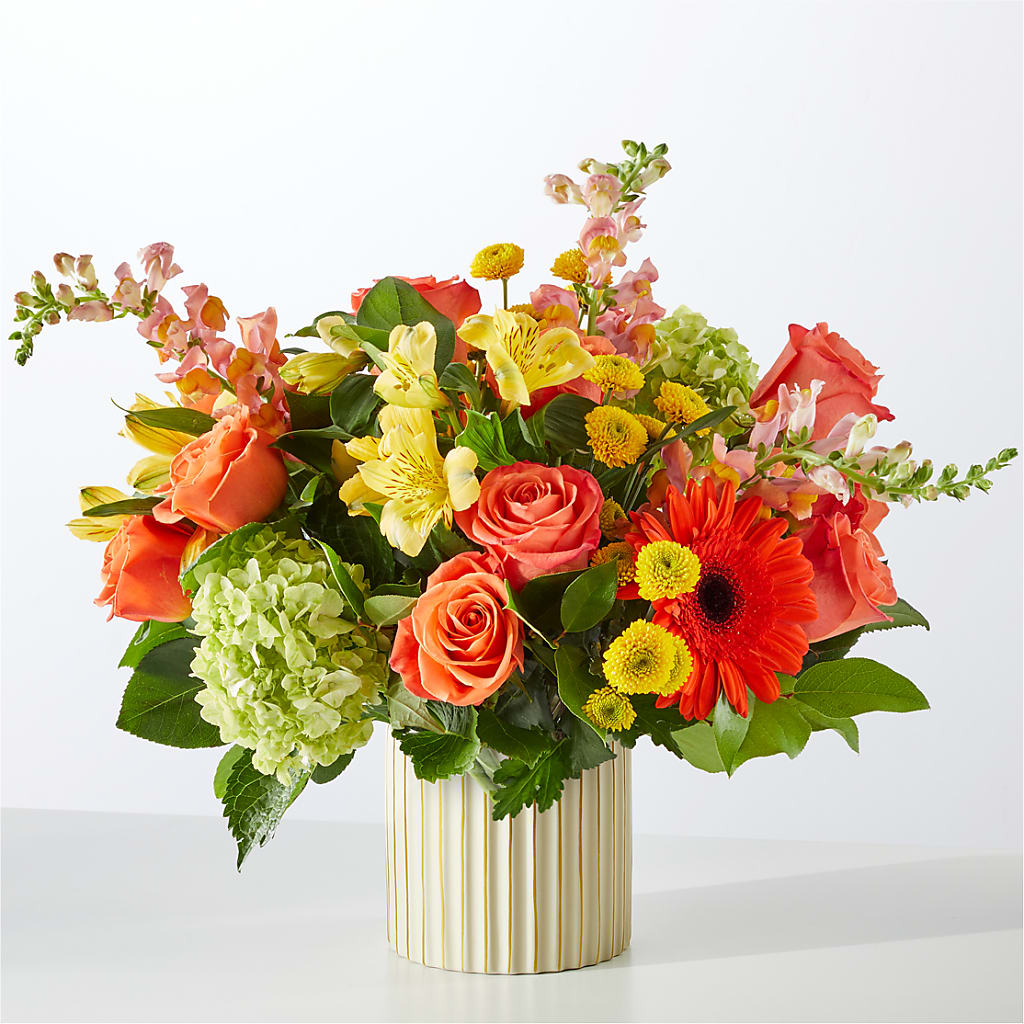 Autumn Sunshine Bouquet with Ivory Vase – LAKELINE FLORIST & GIFTS, Austin TX