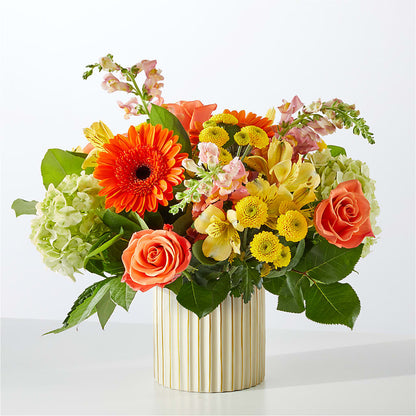 Autumn Sunshine Bouquet with Ivory Vase – LAKELINE FLORIST & GIFTS, Austin TX