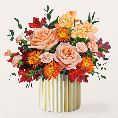 Spiced Latte Bouquet with Ivory Vase – LAKELINE FLORIST & GIFTS, Austin TX